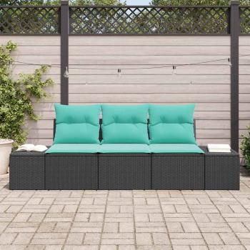 Sofa Set 3 stk. Schwarz [Synthetisch]: Poly Rattan
