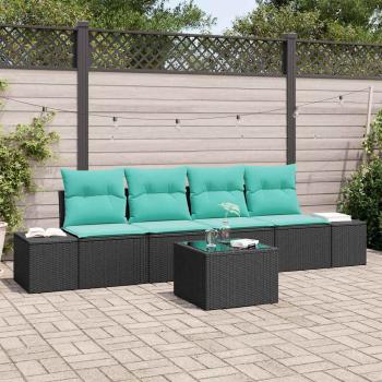 ARDEBO.de - Sofa Set 5 stk. Schwarz [Synthetisch]: Poly Rattan