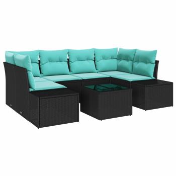 Sofa Set 7 stk. Schwarz [Synthetisch]: Poly Rattan