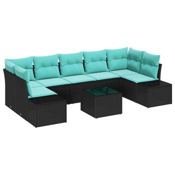 Sofa Set 8 stk. Schwarz [Synthetisch]: Poly Rattan