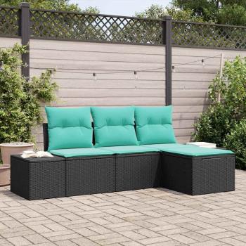 ARDEBO.de - Sofa Set 4 stk. Schwarz [Synthetisch]: Poly Rattan