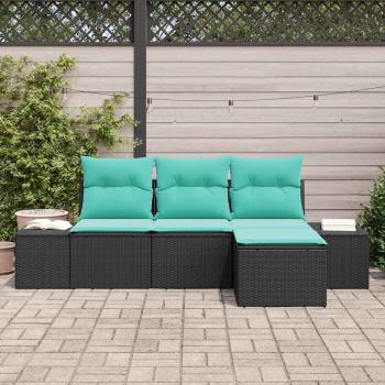 Sofa Set 4 stk. Schwarz [Synthetisch]: Poly Rattan