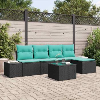 ARDEBO.de - Sofa Set 6 stk. Schwarz [Synthetisch]: Poly Rattan