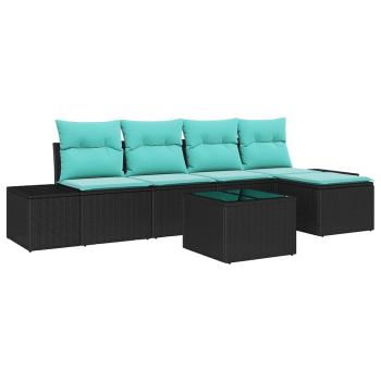 Sofa Set 6 stk. Schwarz [Synthetisch]: Poly Rattan