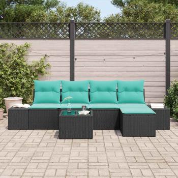 Sofa Set 6 stk. Schwarz [Synthetisch]: Poly Rattan