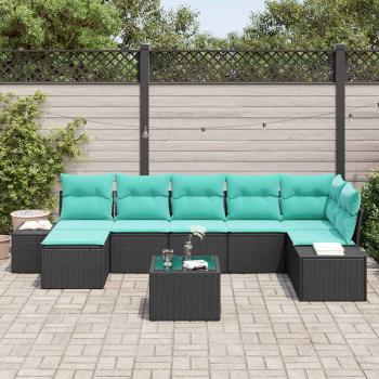 Gartensofa-set 8 stk. Schwarz Poly-Rattan