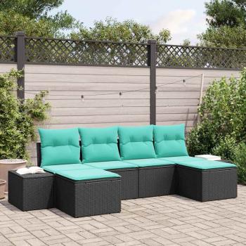 ARDEBO.de - Gartensofa-set 6 stk. Schwarz Poly-Rattan