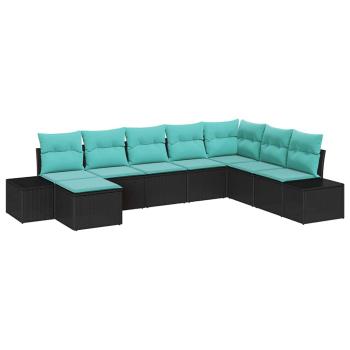 Gartensofa-set 8 stk. Schwarz Poly-Rattan