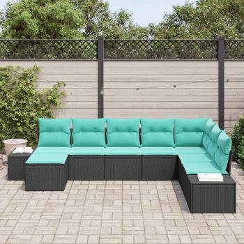 Gartensofa-set 8 stk. Schwarz Poly-Rattan
