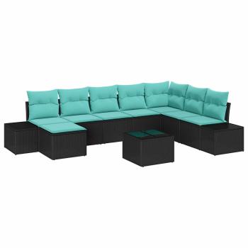 Gartensofa-set 9 stk. Schwarz Poly-Rattan