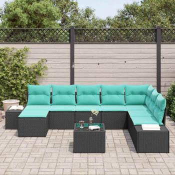 Gartensofa-set 9 stk. Schwarz Poly-Rattan