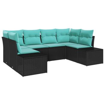 Gartensofa-set 6 stk. Schwarz Poly-Rattan
