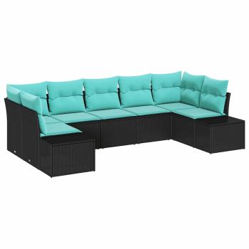 Gartensofa-set 7 stk. Schwarz Poly-Rattan