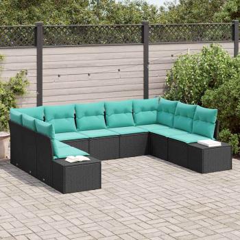 ARDEBO.de - Gartensofa-set 9 stk. Schwarz Poly-Rattan