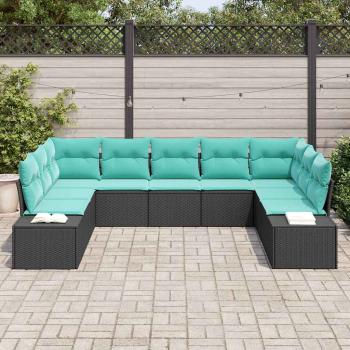 Gartensofa-set 9 stk. Schwarz Poly-Rattan