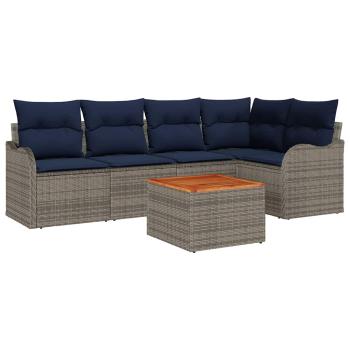 Gartensofa-set 6 stk. Grau Poly-Rattan