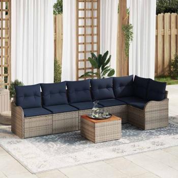 ARDEBO.de - Gartensofa-set 7 stk. Grau Poly-Rattan