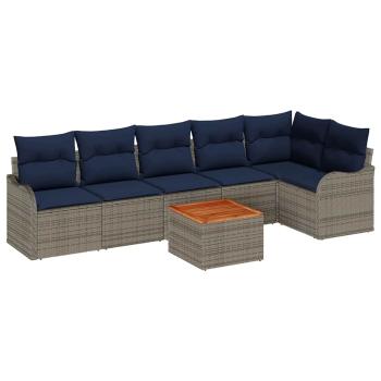 Gartensofa-set 7 stk. Grau Poly-Rattan