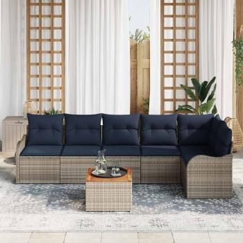 Gartensofa-set 7 stk. Grau Poly-Rattan