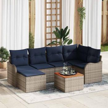 ARDEBO.de - Gartensofa-set 7 stk. Grau Poly-Rattan