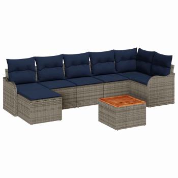 Gartensofa-set 8 stk. Grau Poly-Rattan