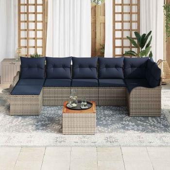 Gartensofa-set 8 stk. Grau Poly-Rattan