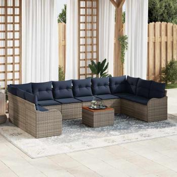 ARDEBO.de - Gartensofa-set 11 stk. Grau Poly-Rattan