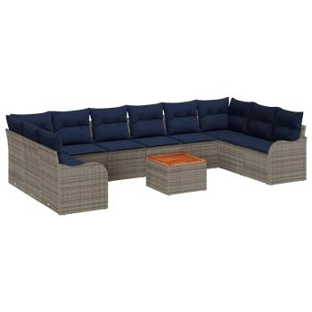 Gartensofa-set 11 stk. Grau Poly-Rattan