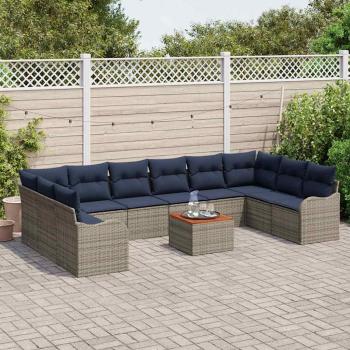 Gartensofa-set 11 stk. Grau Poly-Rattan