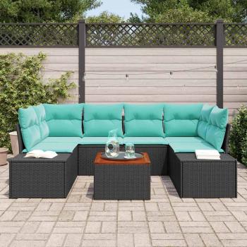 Gartensofa-set 7 stk. Schwarz Poly-Rattan