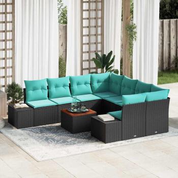 ARDEBO.de - Gartensofa-set 9 stk. Schwarz Poly-Rattan