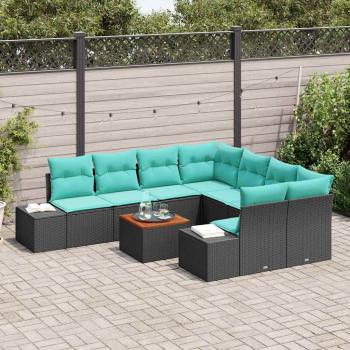 Gartensofa-set 9 stk. Schwarz Poly-Rattan