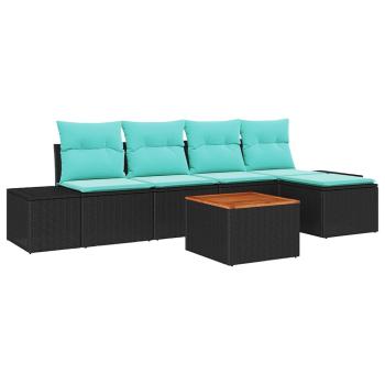 Gartensofa-set 6 stk. Schwarz Poly-Rattan