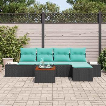Gartensofa-set 6 stk. Schwarz Poly-Rattan