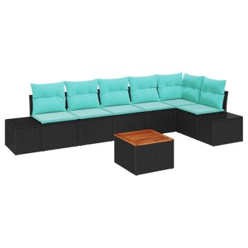 Gartensofa-set 7 stk. Schwarz Poly-Rattan