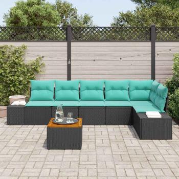Gartensofa-set 7 stk. Schwarz Poly-Rattan