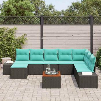 Gartensofa-set 9 stk. Schwarz Poly-Rattan