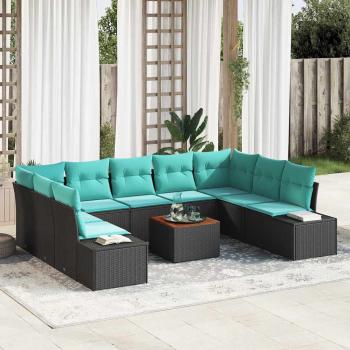 ARDEBO.de - Gartensofa-set 10 stk. Schwarz Poly-Rattan