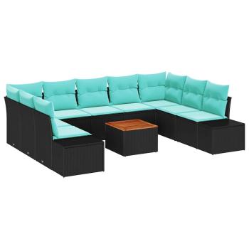 Gartensofa-set 10 stk. Schwarz Poly-Rattan