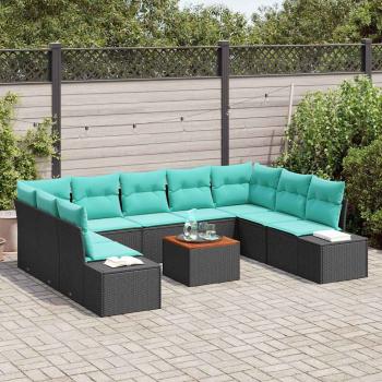 Gartensofa-set 10 stk. Schwarz Poly-Rattan