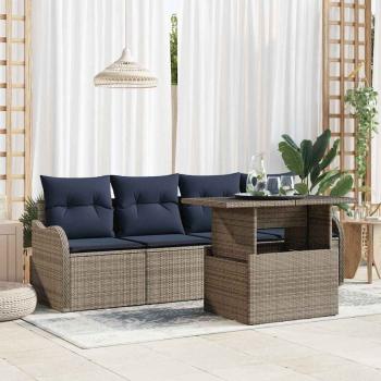 ARDEBO.de - Sofa Set 5 stk. Grau Poly-Rattan