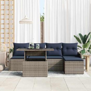 Gartensofa-set 6 stk. Grau Poly-Rattan