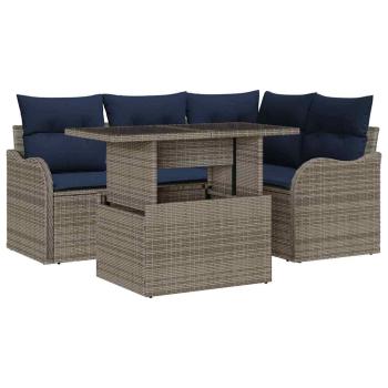 Outdoortisch-Set 5 stk. Grau Poly Rattan
