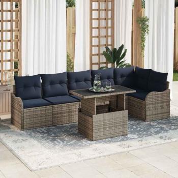 ARDEBO.de - Gartensofa-set 7 stk. Grau Poly-Rattan