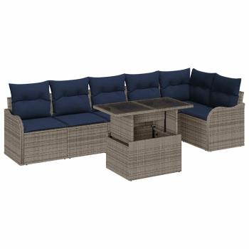Gartensofa-set 7 stk. Grau Poly-Rattan