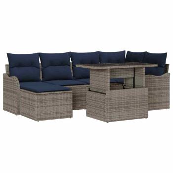 Gartensofa-set 7 stk. Grau Poly Rattan