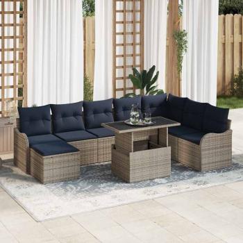 ARDEBO.de - Gartensofa-set 9 stk. Grau Poly Rattan