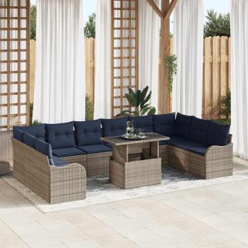 ARDEBO.de - Gartensofa-set 11 stk. Grau Poly-Rattan