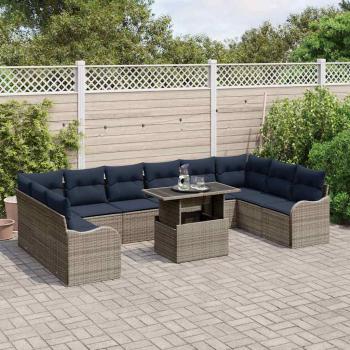 Gartensofa-set 11 stk. Grau Poly-Rattan