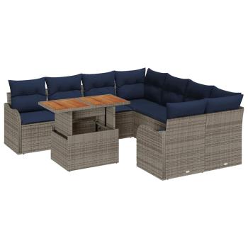 Gartensofa-set 9 stk. 8-Sitzanzahl Grau und Marineblau
